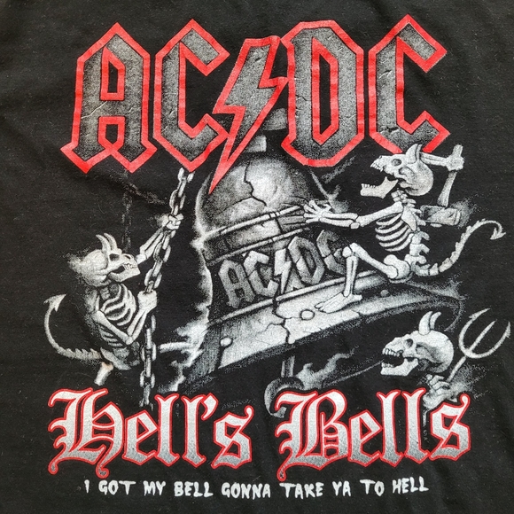 Vintage ACDC Hell's Bells Tour Concert T-shirt Size XL - Picture 2 of 5